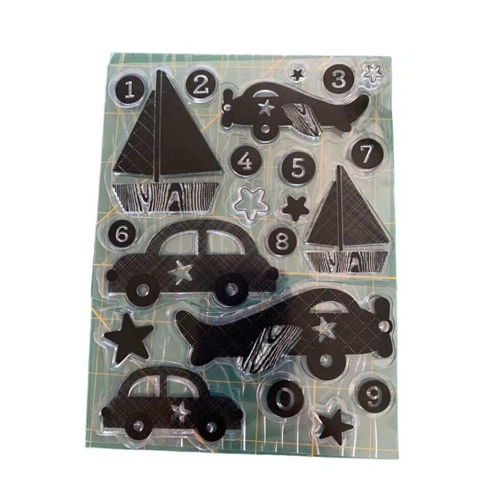 Clear Acrylic Stamps Set Vehicles Airplane Boat Car Stamps Crafts Fun Shapes